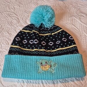 Pokemon Squirtel big kids hat, teal, black, yellow white beanie NWOT
